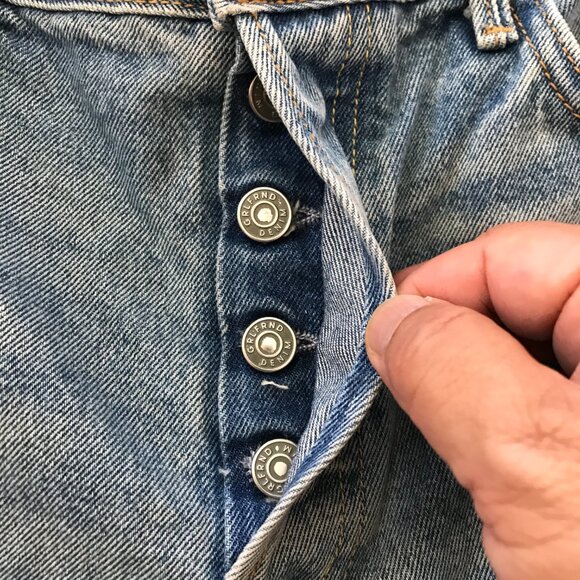 Grlfrnd Karolina Jeans Women 29 Blue High Rise Distressed Button Fly Raw Hem - Picture 12 of 15